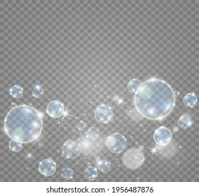 Bichos blancos hermosos sobre una ilustración transparente del vector de fondo. Burbuja.	