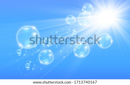 White beautiful bubbles on a transparent background vector illustration. Bubble.