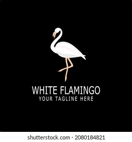 White Beautiful Flamingo Bird Logo Vector