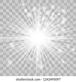 White beautiful glow light explodes with a transparent explosion. Vector illustration eps10.