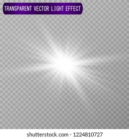 White beautiful light explodes with a transparent explosion. Vector, bright illustration for perfect effect with sparkles. Bright Star. Transparent shine of the gloss gradient, bright flash.