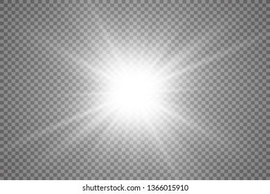 White beautiful light explodes with a transparent explosion. Vector, bright illustration for perfect effect with sparkles. Bright Star. Transparent shine of the gloss gradient, bright flash. 