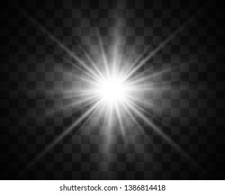 La luz blanca y hermosa explota con una explosión transparente. Vector, ilustración brillante para el efecto perfecto con chispas. Estrella brillante. Brillo transparente del gradiente brillante.