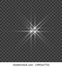 White beautiful light explodes with a transparent explosion. Vector, bright illustration for perfect effect with sparkles. Bright Star. Transparent shine of the gloss gradient, bright flash