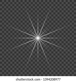 White beautiful light explodes with a transparent explosion. Vector, bright illustration for perfect effect with sparkles. Bright Star. Transparent shine of the gloss gradient, bright flash