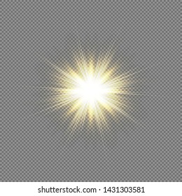 White beautiful light explodes with a transparent explosion. Vector, bright illustration for perfect effect with sparkles. Bright Star. Transparent shine of the gloss gradient, bright flash.