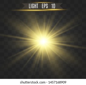 White beautiful light explodes with a transparent explosion. Vector, bright illustration for perfect effect with sparkles. Bright Star. Transparent shine of the gloss gradient, bright flash.