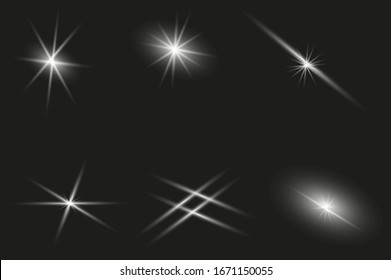White beautiful light explodes, transparent explosion. Vector, bright illustration for perfect effect with sparkles. Bright Star. Transparent shine of the gloss gradient, bright flash.