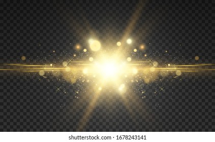 White beautiful light explodes with a transparent explosion. Vector, bright illustration for perfect effect with sparkles. Bright Star. Transparent shine of the gloss gradient, bright flash