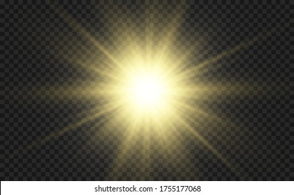 White beautiful light explodes with a transparent explosion. Vector, bright illustration for perfect effect with sparkles. Bright Star. Transparent shine of the gloss gradient, bright flash.