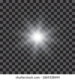 Weiß schönes Licht explodiert mit einer transparenten Explosion. Vektorgrafik, helle Illustration für perfekten Effekt mit Funkeln. Heller Stern. Transparenter Glanz des Glanzgrades, heller Blitz.
