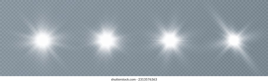 White beautiful light explodes with a transparent explosion. Vector, bright illustration for perfect effect with sparkles. Bright Star. Transparent shine of the gloss gradient, bright flash.	
