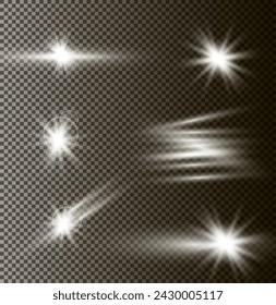 White beautiful light explodes with a transparent explosion. Bright Star. Transparent shine of the gloss gradient, bright flash.