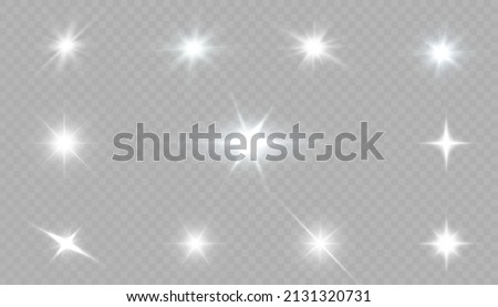 White beautiful light explodes with a transparent explosion. Vector, bright illustration for a perfect effect with highlights. Bright Star. Transparent glossy gradient glitter, bright flash.