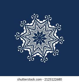 White  beautiful linear pattern on blue background