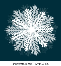 Weiße schöne Schneeflocke. Aus Papier schneiden.Vektorgrafik