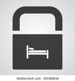 White Bed icon on black pad lock