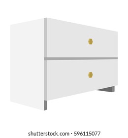 White bedside table with two drawers.Room accessories for all sorts of things.Bedroom furniture single icon in cartoon style vector symbol stock illustration.