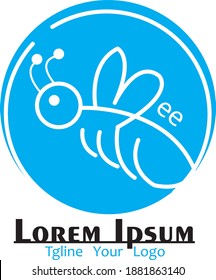 white bee symbol vector logo