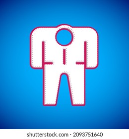White Beekeeper costume icon isolated on blue background. Special protective uniform.  Vector