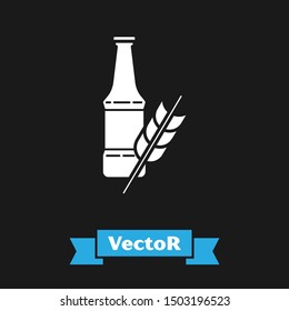 White Beer bottle icon isolated on black background.  Vector Illustration