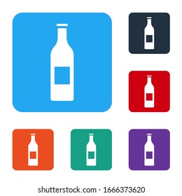White Beer bottle icon isolated on white background. Set icons in color square buttons. Vector Illustration