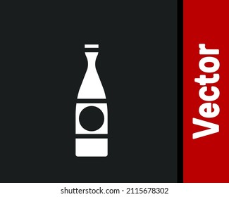 Icono de botella de cerveza blanca aislado en fondo negro.  Ilustración vectorial