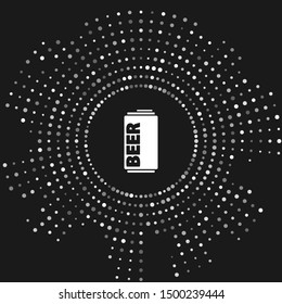 White Beer can icon isolated on grey background. Abstract circle random dots. Vector Illustration