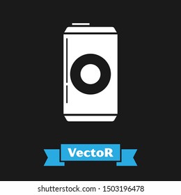 White Beer can icon isolated on black background.  Vector Illustration