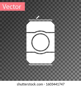 White Beer can icon isolated on transparent background.  Vector Illustration