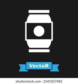 White Beer can icon isolated on black background.  Vector