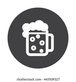 White Beer icon on black button isolated on white