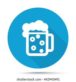 White Beer icon on blue button isolated on white