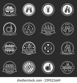 White beer labels or badges set - vector alcohol beer elements, logos for your design