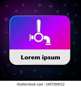 White Beer tap icon isolated on black background. Rectangle color button. Vector Illustration