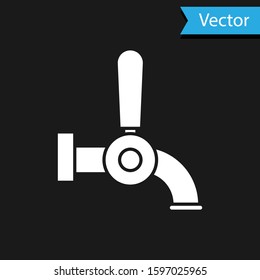 White Beer tap icon isolated on black background.  Vector Illustration