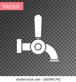 White Beer tap icon isolated on transparent background.  Vector Illustration