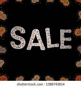White, beige, black friday sale label. Modern sticker illustration. Grunge pained background, frame border. Marketing campaign sale advert label. Vector. Sale, Give away banner, retail, tag. Seamless.