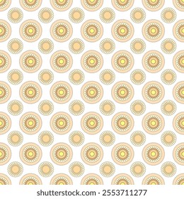 White and beige geometric background design. Seamless pattern. Small mandalas in tribal style. Ethnic pattern