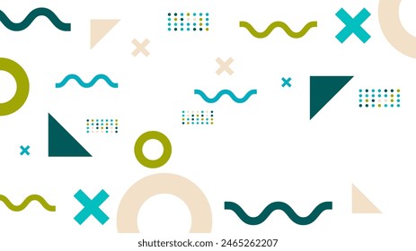 White beige and green vector creative geometric design for abstract background with shapes and memphis style