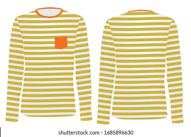 White and beige striped long sleeve t shirt. vector