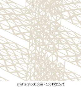 White and Beige Vector seamless check pattern. Allover pattern. Ink grunge grid. Hand drawn seamless check pattern. Graphic background with ethnic tartan. Seamless check pattern background.