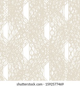 White and Beige Vector seamless check pattern. Allover pattern. Ink grunge grid. Hand drawn seamless check pattern. Graphic background with ethnic tartan. Seamless check pattern background.