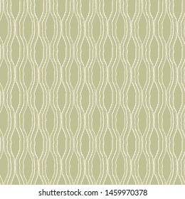 White and beige wavy lines on light green background. Ornamental striped vector seamless pattern. Natural organic colors template for design, wallpaper, textile, bedding, carpet, ceramic tile.