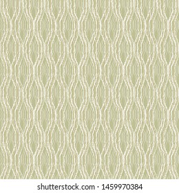 White and beige wavy lines on pistachio color background. Ornate striped vector seamless pattern. Natural organic colors template for design, wallpaper, textile, bedding, carpet, ceramic tile.