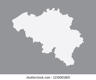 White Belgium map using single border line on dark background vector illustration