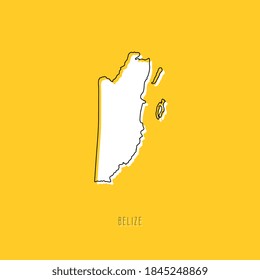 White BELIZE country map with black outline on yellow background. Simple geographic territory template concept. Vector ilustration easy to edit and customize. EPS10