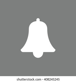 White bell icon vector illustration. Gray background