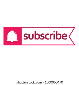 White bell in pink square notification button template. New subscribe button. Vector in eps 10