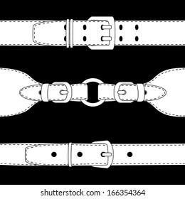 White belts on black  background